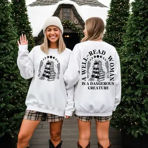 A well read woman is a dangerous creature Crewneck Sweatshirt Gildan Everyday Style Super Soft Unisex Fit Streetwear Graphic Top warm Womenswear Casual Printed Long Sleeved