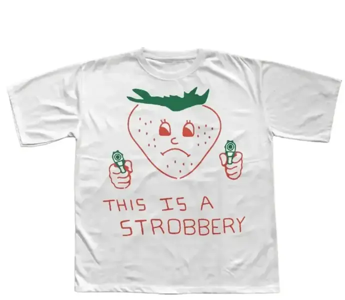 This is Funny T-shirt, Retro Strawberry Shirt, Vintage Graphic Tee, Ironic Food Tees , Weird Shirts, Comfort Colors, Unisex Cotton