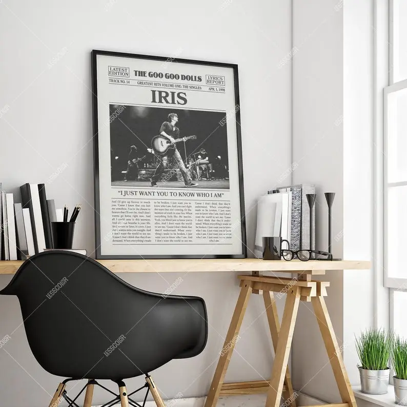 Goo Goo Dolls Retro Newspaper Print, Iris Poster, Lyric Print, City of Angels Music from the Motion Picture Poster, Goo Goo Dolls Poster