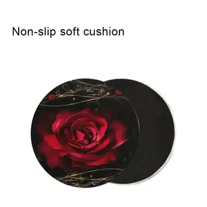 Elegant Red Rose Design 2-Pack EVA Car Cup Holder Coasters - Universal Fit, Automotive Cup Holders for Women and Men - Vehicle Drink Coasters to Maintain Cleanliness, Car Accessories Women