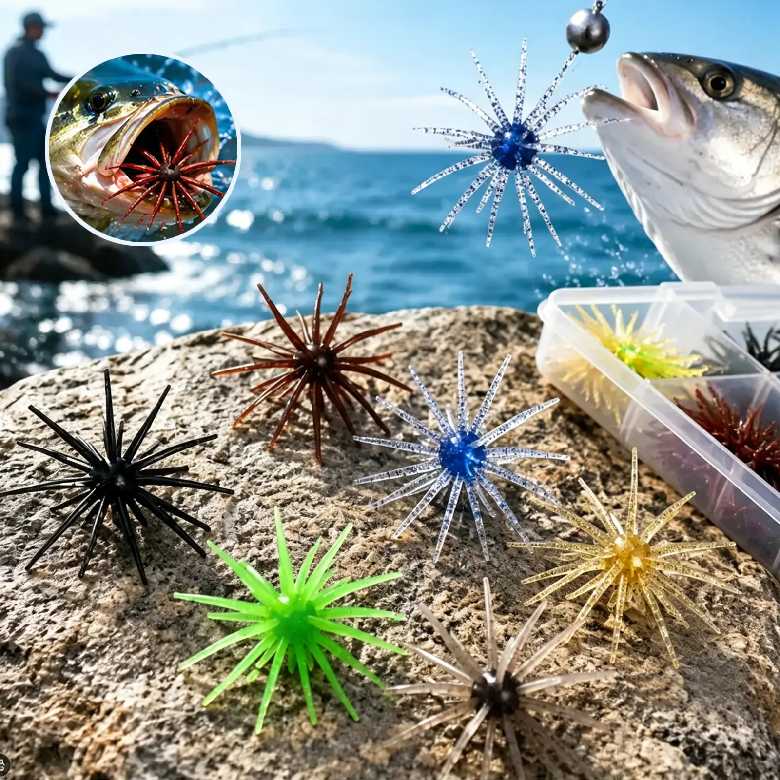 6Pcs Fuzzy Dice Fishing Lure for Bass Fishing,Soft TPR Creature Bait,Floating Soft Plastic Lures with Reflective Glitter,Lifelike Breathing Action for Freshwater & Saltwater