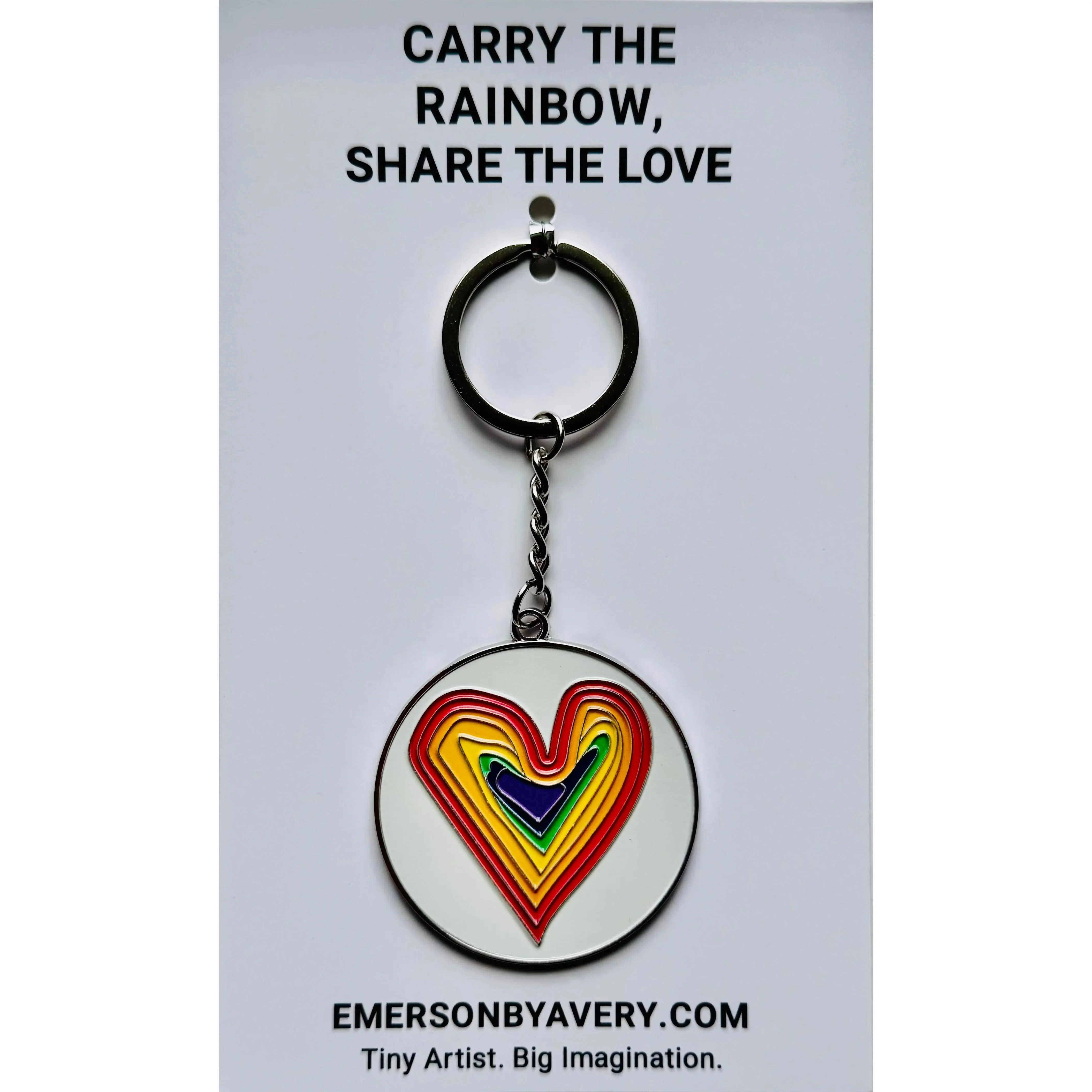 Rainbow Heart Enamel Keychain - Take Joy With You