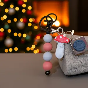 Mushroom Moon Charm - Handmade Polymer Clay Keychain