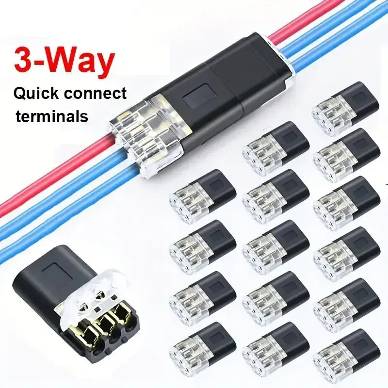 3 Port Quick Wire Connector, Tool-Free Electrical Terminal Block, Compact Wire Connector, Easy Installation No Wire Stripping Required