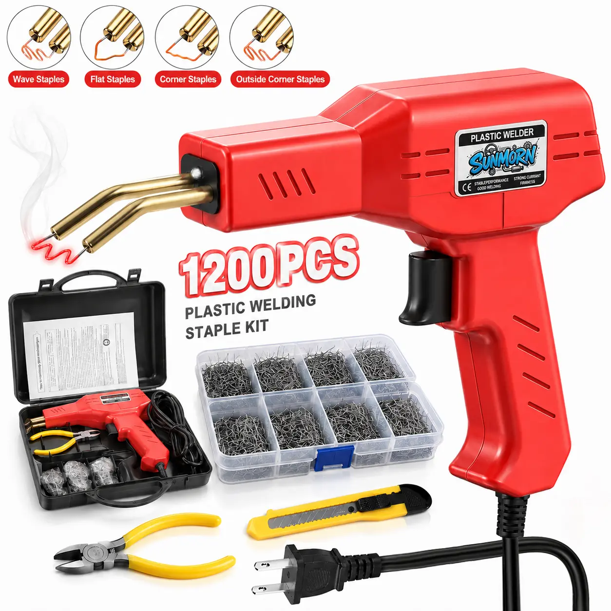 Plastic Welder, 1200PCS Staples, Plastic Welding Kit, Must Have for DIYers, Instant On/Off, Welder Kit, Bumper Repair, Portable Toolbox