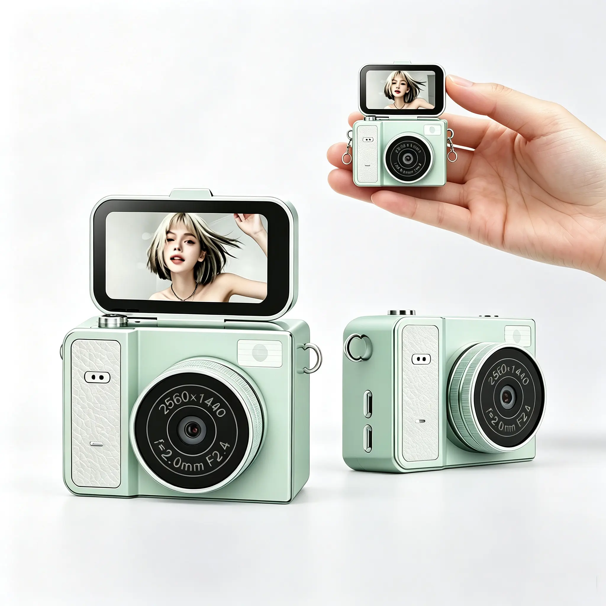 Mini Digital Camera Vintage 2K Camera, Pocket-Sized Retro Camera with 16GB Card Included, 1.47 Inch IPS Screen, Compact Travel Vlog Camera for Teens Girls Boys, Best Gift for Beginners student Memory Green