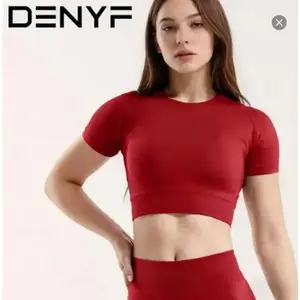 Outdoor Passionshop Women's Seamless Activewear Set Short Sleeve Crop Top + Yoga Shorts