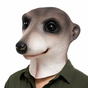 Cute Animal Mask Realistic Latex Meerkat Masks, Hyper Realistic Mask Funny Animal Headpiece for Men Women, Masquerade Carnival, Halloween & Event Supplies, Party Face Masks