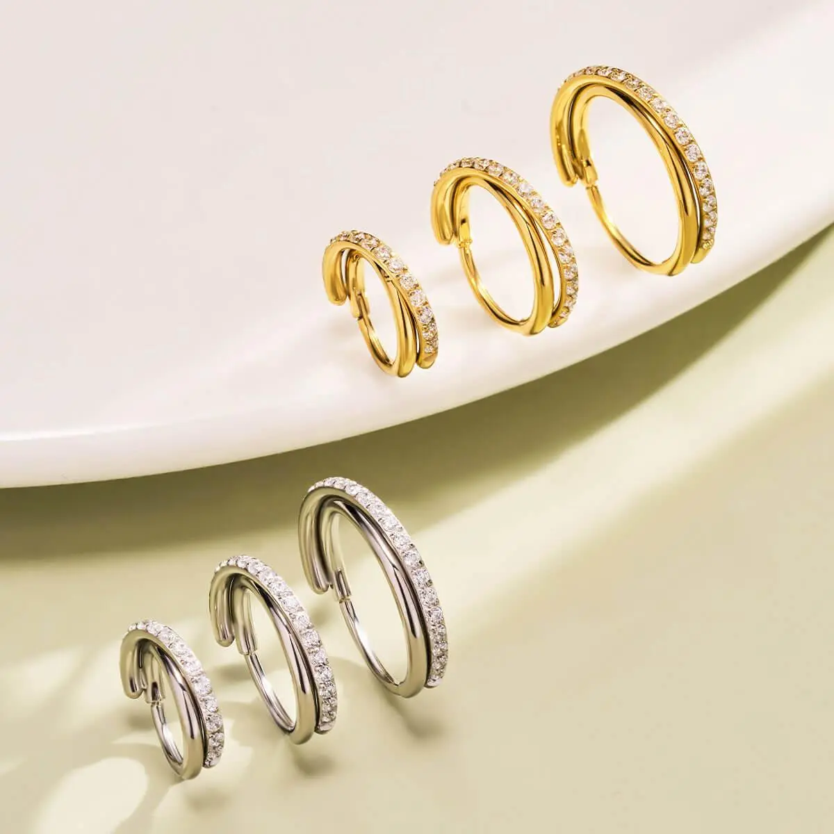 OUFER Women's Basic Hinged Nose Ring - 20G AAA+ Grade CZ, Hinge Mechanism, Multi-Size 6mm-8mm-10mm Inner Diameter, Durable, Easy Wear and Removal, Dainty Piercing Jewelry for Nose Piercings Daily Wear