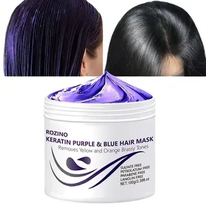 Rozino Keratin Purple & Blue Hair Mask -  & Keratin for Dyed & Damaged Hair - Sulfate Free Formula - 100g