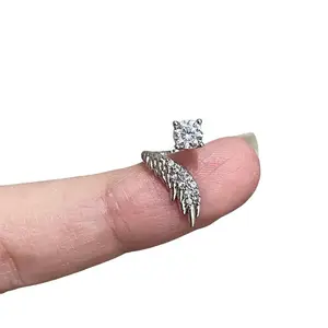 1pcs Silver Color Wing 316L Stainless Steel Ear Bone Nail for Women New Fashion Full of Rhinestone Earrings Accessories for Ear