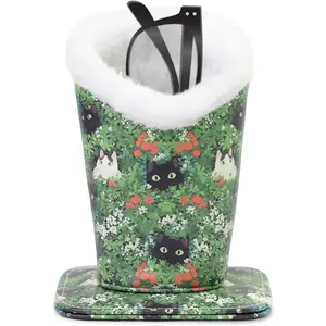 Plush Lined Eyeglasses Holder, Cute Magnetic PU Leather Glasses Stand Case for Women Men Kids