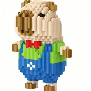 Capybara Building Blocks Set Cute Mini Nano Bricks Animal Figure with Red Bowtie 3D Micro Blocks Puzzle Toy for Kids & Adults Creative DIY Desktop Decor Ideal Birthday Gift for Animal Lovers