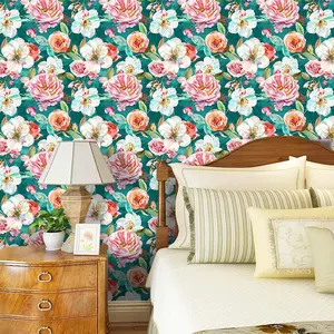 Floral Pattern Wall Sticker, 1 Count Waterproof Self Adhesive Wallpaper, Removable Wall Decal for Kitchen Cabinet Drawer Liners Table Bedroom Living Room Dormitory