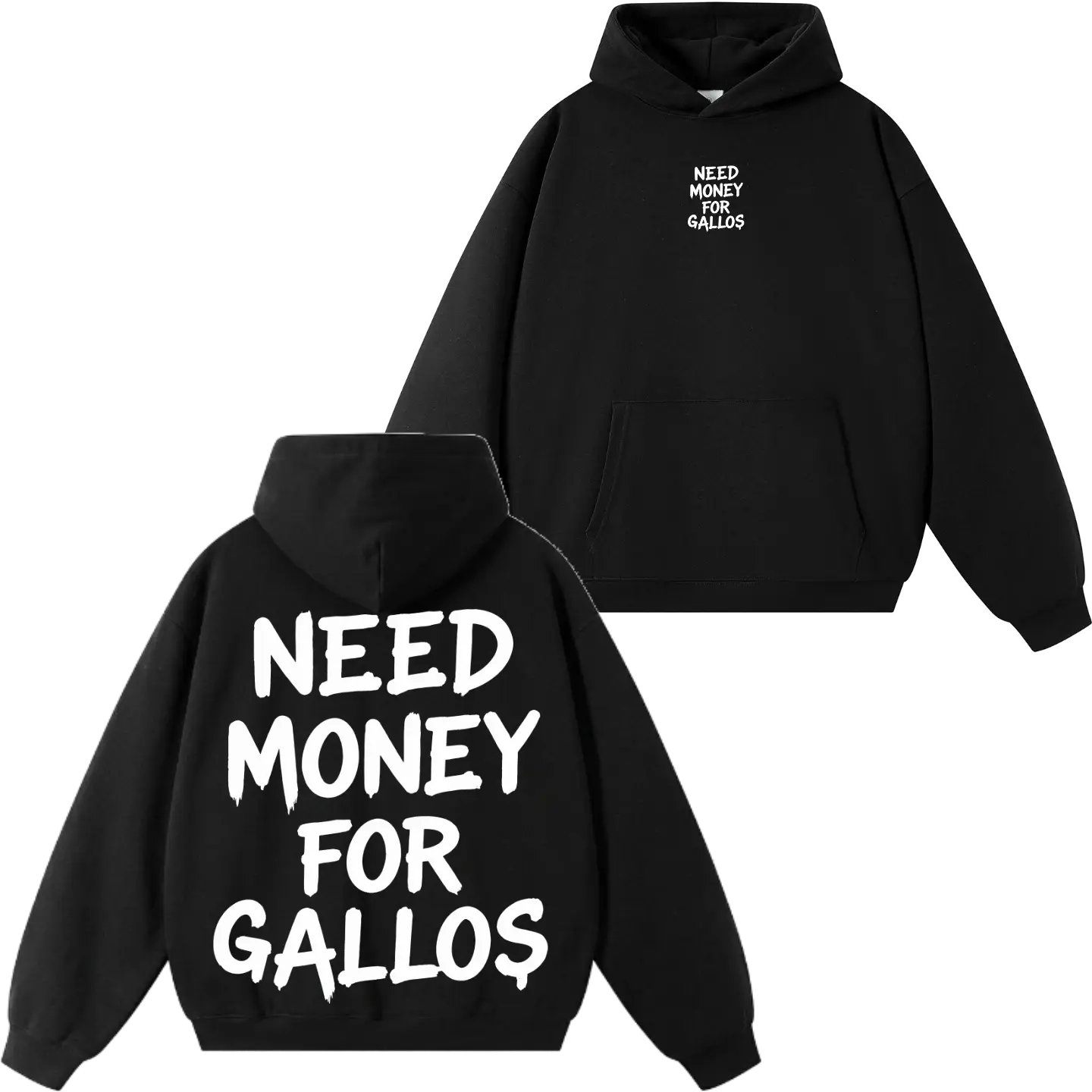 Need Money for Gallos Graphic Hoodie, Funny Rooster Lover Sweatshirt, Vintage Gamefowl Style Pullover, Country Farm Graphic T-Shirt, Rural Western Streetwear, Unisex Casual Apparel