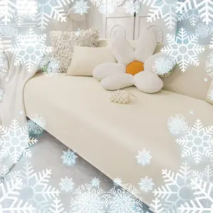 Solid Color Sofa Cover, 1 Count Soft Non-slip Couch Protector, Machine Washable Sofa Slipcover for Home Living Room Bedroom Hotel Dormitory Decor