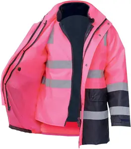 Safety High Visibility Oxford Double Thick Reflective Jacket, ANSI Class 3, Construction Protective Work Wear