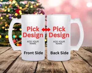 Christmas Mug Gift, 16oz Glass Mug for Men Dad Birthday Gift Personalized Frozen Cup with Handle Classic Mexican Soccer Fan Beverage Tumbler Reusable Drinkware