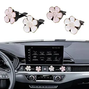 MINI-FACTORY Car Interior Decoration, Pearl Flowers Car Charm Auto Accessories Air Vent Clip