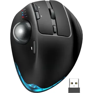 MAM1 Pro   Trackball , Adjustable 0?/18? Angle, Thumb Control, Quiet Clicks, 3 Multi-Device  & USB Receiver, Rechargeable  for Office, Windows