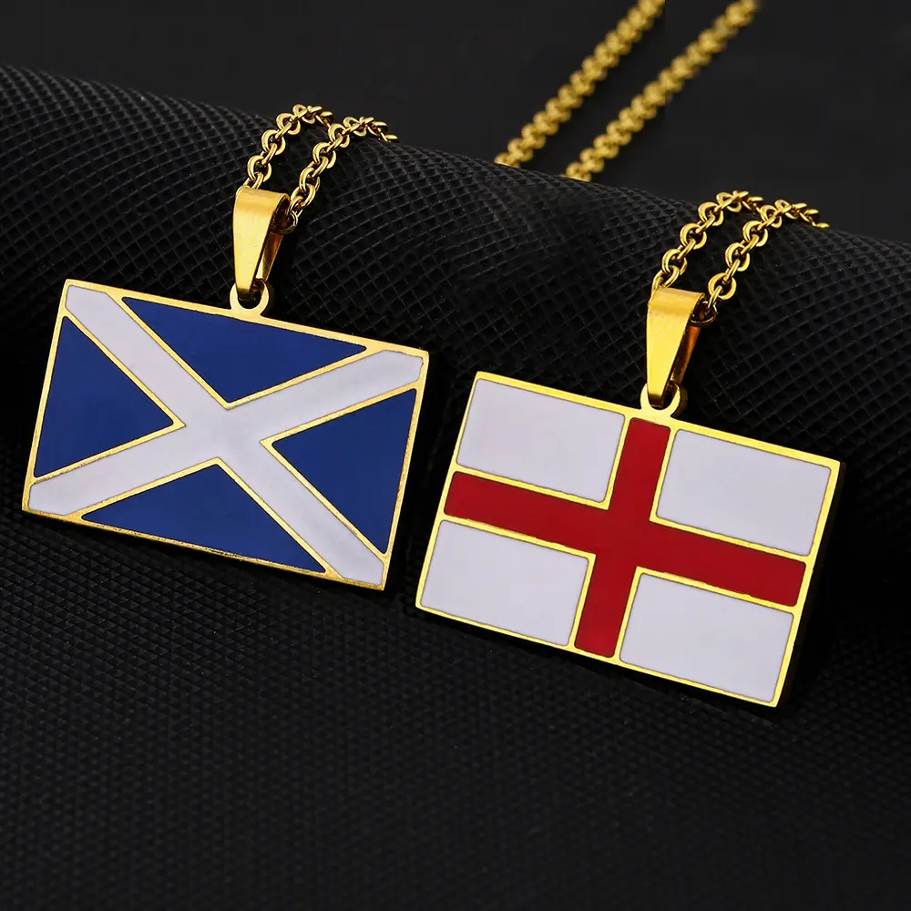 Scotland, England Flag Map Pendant Necklace | 2026 Football Events | Football & Basketball Fan Style | Fashion Jewelry | Couple Style | Gift Selection | Gift For Him or Her