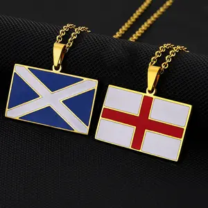 Scotland, England Flag Map Pendant Necklace | 2026 Football Events | Football & Basketball Fan Style | Fashion Jewelry | Couple Style | Gift Selection | Gift For Him or Her