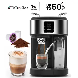 COWSAR Espresso and Cappuccino Machine, 20Bar Latte Machine with Automatic Milk Frother, 3 in 1 Professional Semi-Automatic Espresso Maker with Dual Heating System & Capsule Compatible