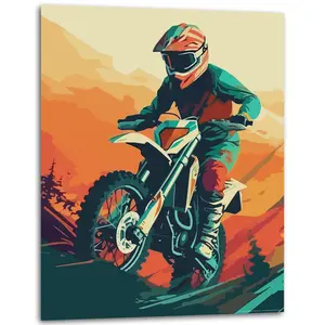 “Freestyle” - Abstract Dirt Bike - Motocross Poster - Dirt Bike Poster for Room - Cool Classic Poster - (Unframed) - 11x14 Inches