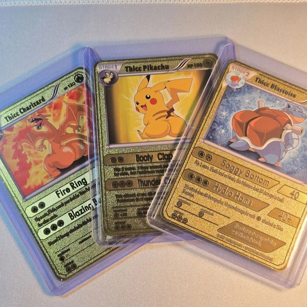 thicc charizard pokemon card Jumbo 5x7 Thicc Gold Metal Thicc Pikachu/Thicc Charizard 3D Holographic