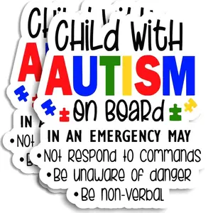 Child with Autism On Board Sticker - Waterproof Strong Adhesive Safety Car Decal for Vehicle Window Awareness CV9