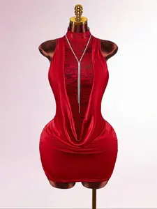 Women's Sexy Lace Backless Cut Out Short Dress, Elegant Summer Fashion, Perfect for Parties and Casual Wear Womenswear, Elegance