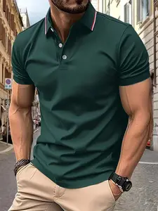 Men's Multicolor Collared Polo Shirt, Business Casual Ice Silk Breathable Summer Slim Fit Short Sleeve T-Shirt