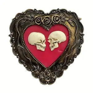 Gothic Style Gothic Design Skull Statue Set, 2pcs Spooky Horror Decorative Figurines Decorative Sculptures for Cabinet Living Room Bar Shelves Home Decoration