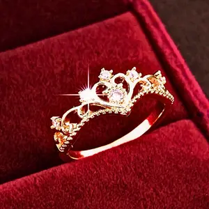 Cubic Zirconia Crown Ring for Women – Sparkling Princess Ring Elegant Jewelry Gift
