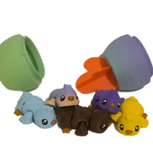 Mystery Chicks in Carrot Egg 3D Printed Easter Basket Suprise - Assorted Colors