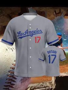 Los Angeles #17 Gray Baseball Jersey Premium lettering and numbering print Comfortable and skin-friendly Quick-dry and breathable All-season sportswear Stylish casual T-shirt