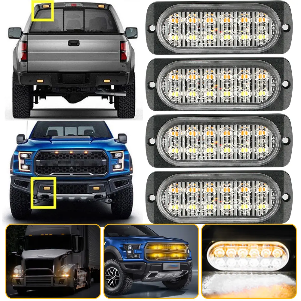 Universal Waterproof Pickup Lights,Yellow & White Light,Trailer Construction Vehicle with DC 12V- 24V,Improve Driving Safety for Night Driving & Bad Weather Driving