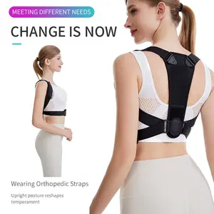 Back Posture Support Brace for Men Women - Adjustable Upper Back Brace for Sitting at Computer, Office Desk Posture Trainer, Comfortable Daily Wear