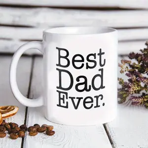 Best Dad Ever Deluxe Black Inlay Large 11 Oz Double-Sided Coffee Tea Mug 1pc