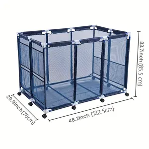 Blue Pool Storage Box - XX Large | Nylon Net Basket Organizer, Suitable for Your Goggles, Beach Balls, Floats, Swimming Toys, and Accessories | Quickly and Easily Roll Drying Items to Your Home Garage or Shed