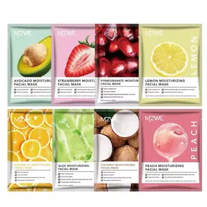MZWE Avocado Strawberry Aloe Coconut Moisturizing Facial Masks Variety Pack for All Skin Types Nourishing Hydrating Skincare Routine Moisture - Moisturizer