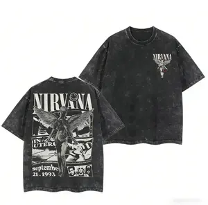 Retro Nirvana Band Two Sided Graphic T Shirt Heavyweight Cotton Oversized Loose Fit Unisex Streetwear Vintage Rock Music Casual Top Ideal For Rock Lovers Daily Street Wear