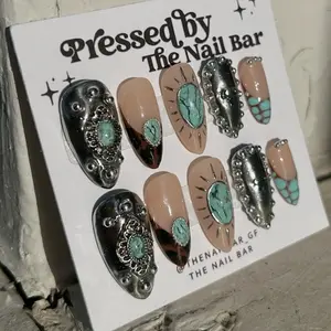 Western Turquoise Press-On Nails | Handmade Luxury Set  *READ DESCRIPTION*