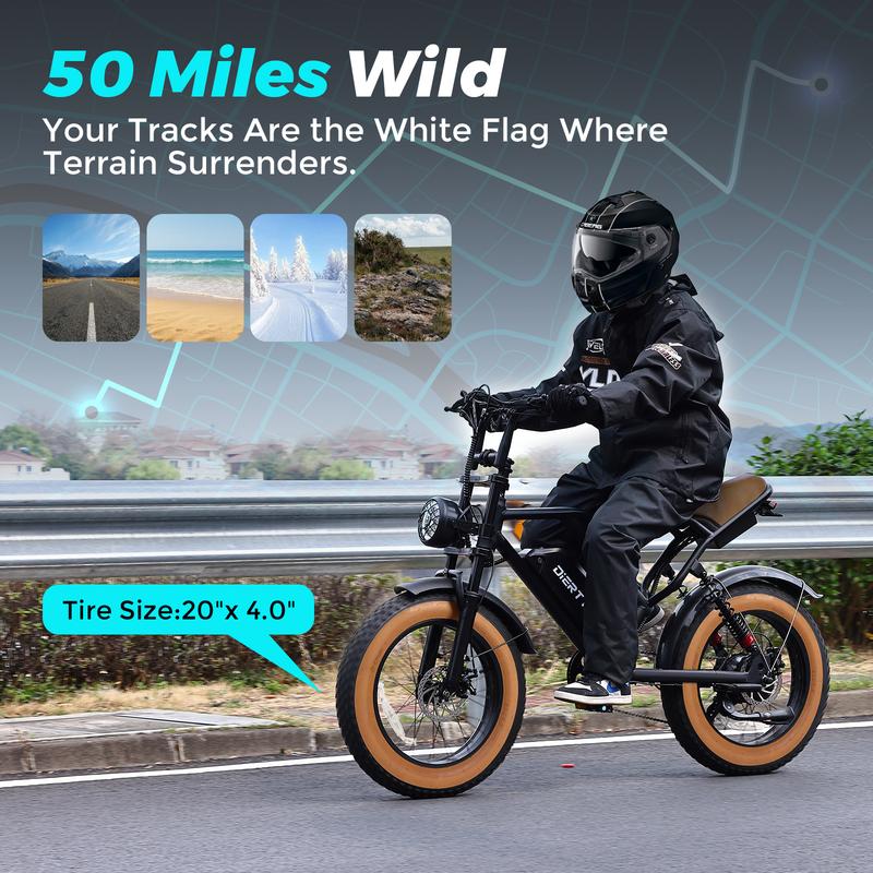 Electric Bike for Adults Peak 1000W, 31MPH,48V 17.5AH, E-Bike,35-45 Miles Electric Motorcycle, 20" Fat Tire Dirt Bike, UL2849 All Terrain for Mountains, Snow, Sand, Road