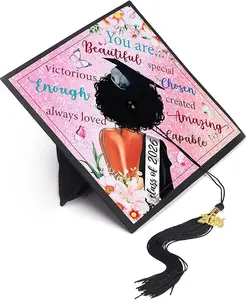 Woman Wooden Graduation Cap Tassel Class of 2026 Grad Cap Topper Decorations for Educated Queen Woman Graduation Gift