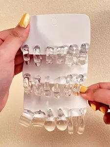 Transparent Resin Ring Earrings, Fashionable Earrings for Women & Girls, Casual Jewelry for Party, Daily Clothing Decor, Trendy All-match & Exquisite Jewelry for Birthday Gift