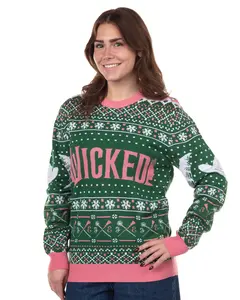 Wicked Adult Glinda and Elphaba Knit Ugly Sweater for Christmas