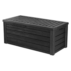 Keter Westwood Outdoor 150 Gallon Deck Storage Box for Yard Tools, Dark Gray