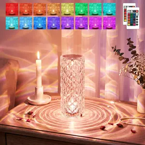 Viral Aesthetic Rose Diamond Crystal Lamp - RGB, Touch & Remote, Rose Wave Ambient Light, Romantic Bedside Night Light for Bedroom - Perfect Gift for Aesthetic Home Girls