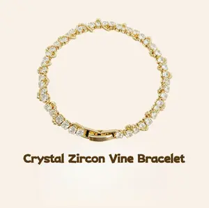 Twisted Sparkle Cubic Zirconia Tennis Bracelet 18K Gold Plated Shiny Cz Wrist Chain Stackable Jewelry Gift For Women